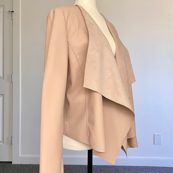 ** SOLD ** Brand New Bagatelle Blush Pink Faux Leather Drape Front Jacket. M - Picture 3 of 10